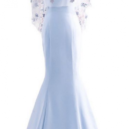 Pretty Long Prom Dress ,lace Applique Prom..