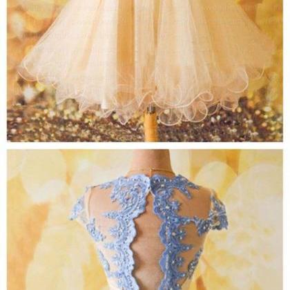 Cap Sleeve Homecoming Dress,sexy Prom Gown,beaded..
