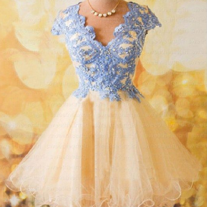Cap Sleeve Homecoming Dress,sexy Prom Gown,beaded..