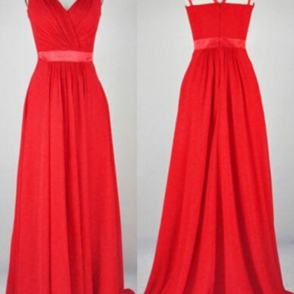 Long Prom Dress,red Formal Occasion Dress, Chiffon..
