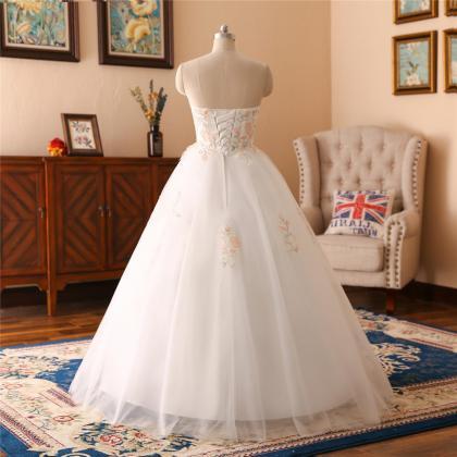 A-line Flower Lace Applique Wedding Dress ,sexy..