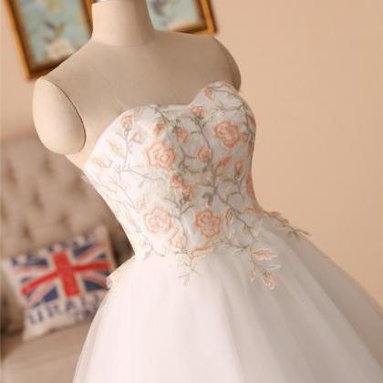 A-line Flower Lace Applique Wedding Dress ,sexy..