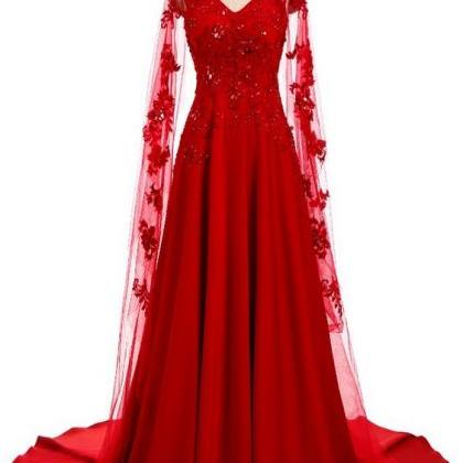 Design Appliques Dress, Party Dress ,coat Red..