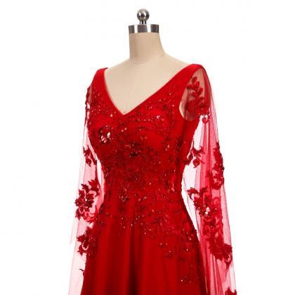Design Appliques Dress, Party Dress ,coat Red..
