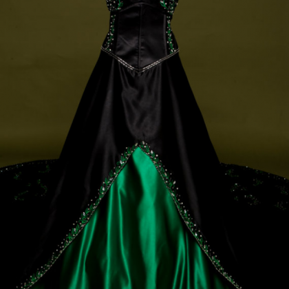 Gothic Victorian Black Wedding Dress With Green..
