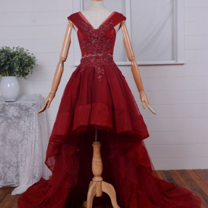 Red Wedding Dress,elegant Both Shoulders Mermaid..
