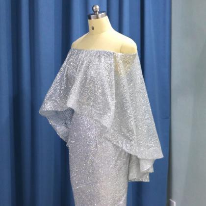 2019 Silver Prom Dresses Sheer O Neck Mermaid..
