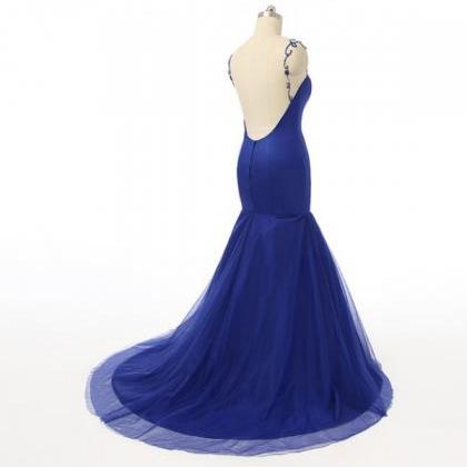 Royal Blue Prom Dress,backless Prom Dress,sexy..