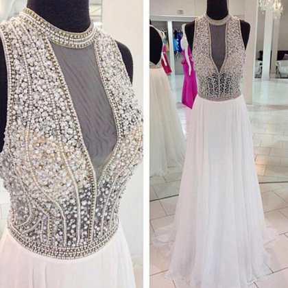 2016 Long Elegant White Prom Dresses, Luxury..