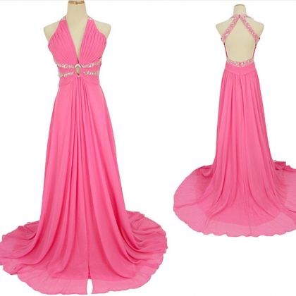 2016 Peach Evening Dresses Open Back Party Dress..