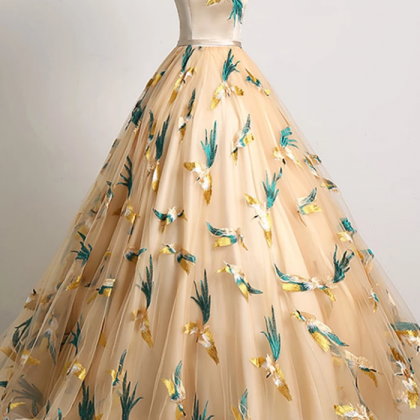 Unique Embroidery Off Shoulder Long Prom Dress..
