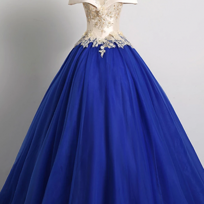 Tulle Lace Round Neck Cap Sleeve Long Prom Dress,..