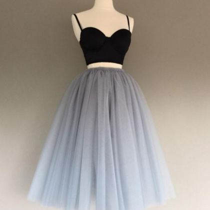Tulle Two Pieces Short Prom Dresses, Cute..