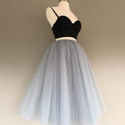 Tulle Two Pieces Short Prom Dresses, Cute..