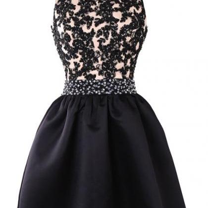 Halter Black Homecoming Dress,sexy Party..