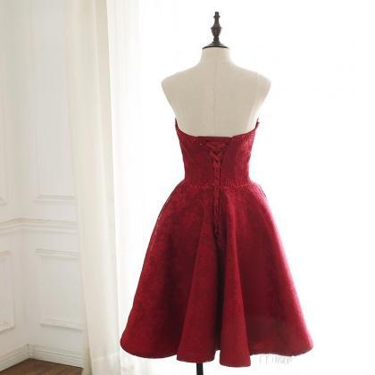 2022 Dark Red Lace Prom Dress Short Summer Party..