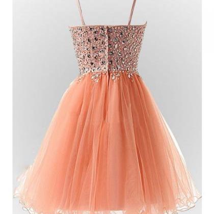 Mini Orange Evening Dress , Graduation Dresses..