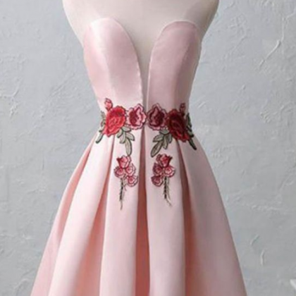 Cute Illusion Scoop Pink Short Homecoming Dresses