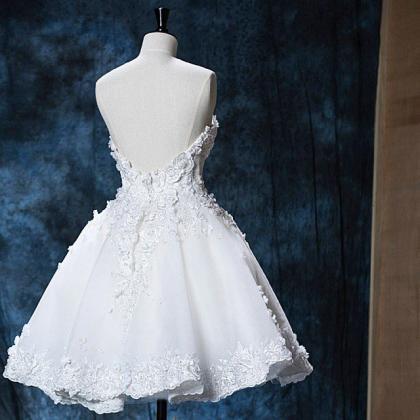 Chic Lace Sweetheart White Homecoming..