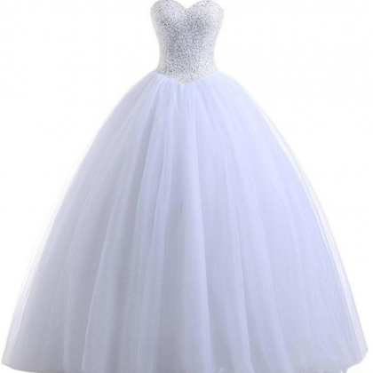 Sexy Fashion White Beading Ball Gown Quinceanera..
