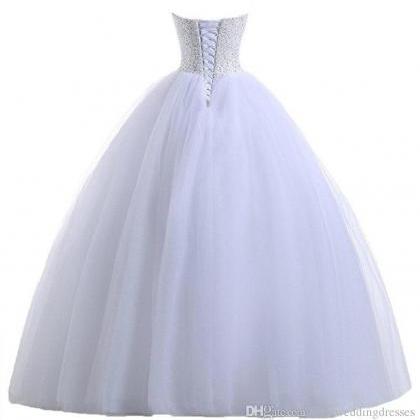 Sexy Fashion White Beading Ball Gown Quinceanera..