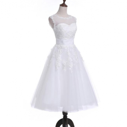 Sexy Stock A-line White Wedding Dresses With..