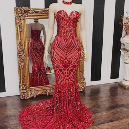 Modern Long Red Mermaid Prom Dresses 2020..