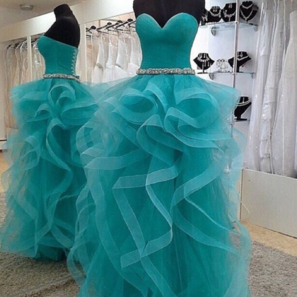 Strapless Sweetheart Ruffled A-line Long Prom..