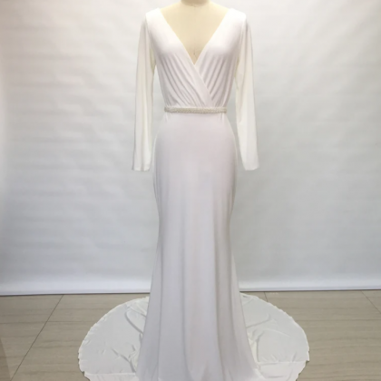 Custom Mermaid Ivory Spandex Long Wedding Dress..