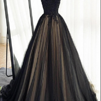 Vintage A-line Prom Dresses,black Prom..