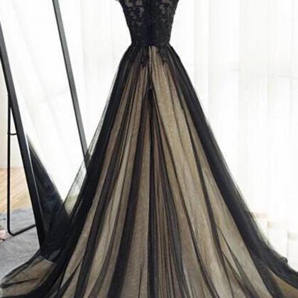 Vintage A-line Prom Dresses,black Prom..
