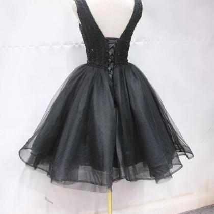 Homecoming Dresses Black Tulle Lace Mini Prom..