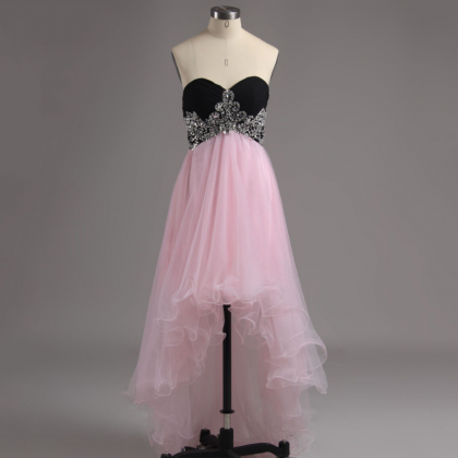High Low Prom Dress, Pink Prom Dress, Elegant Prom..