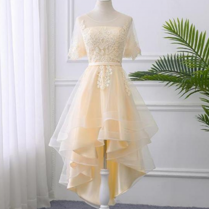 Homecoming Dresses High Low Party Dress With Lace..
