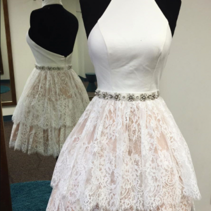 Champagne Lace Short Homecoming Dresses,homecoming..
