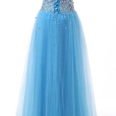 Long Prom Dress, Blue Prom Dress, Lace Up Prom..