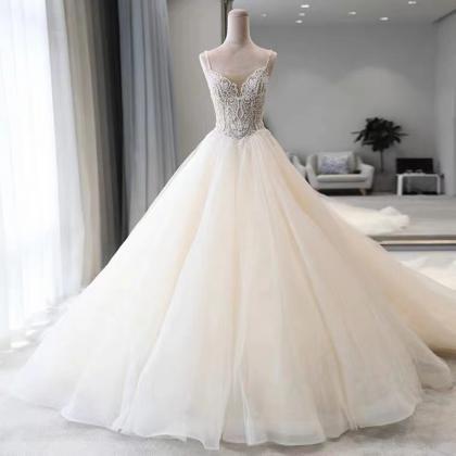 Spaghetti Strap Wedding Dress,romantic Bridal Dess..