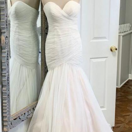 White Tulle Mermaid Long Prom Dress White Tulle..