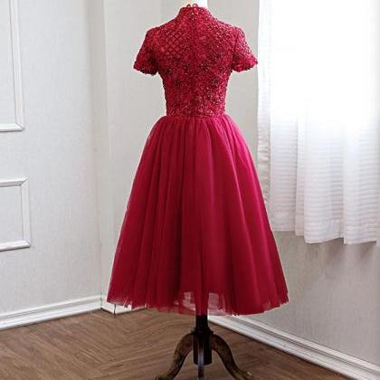 Homecoming Dresses, Lace Tulle Prom Dress,..