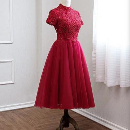 Homecoming Dresses, Lace Tulle Prom Dress,..