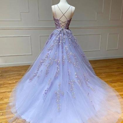 Prom Dresses, Tulle Lace Long Prom Gown, Lace..