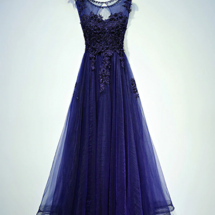 Prom Dresses,round neck lace tulle ..