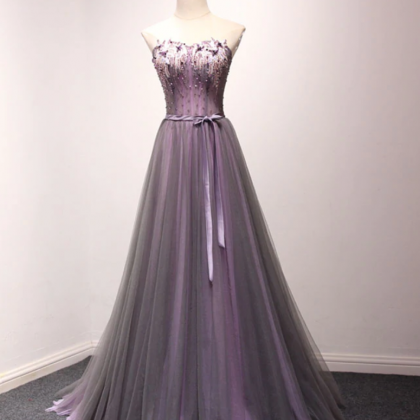 Prom Dresses, Tulle Sweetheart Neck Long Prom..
