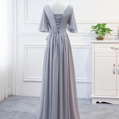 Prom Dresses, Simple V Neck Chiffon Long Prom..