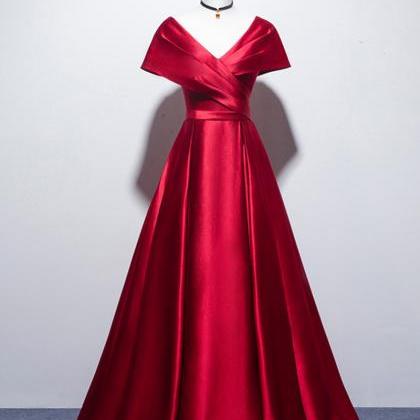 Satin Bridesmaid Dress,burgundy Bridesmaid Dress,v..