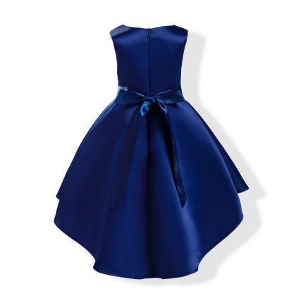 High Low Navy Blue Flower Girl Dresses For Party..
