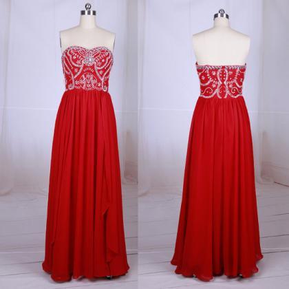 Prom Dress,Red Prom Dresses,Beaded ..