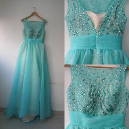 Blue Prom Dresses,organza Prom Gowns,sparkle Prom..
