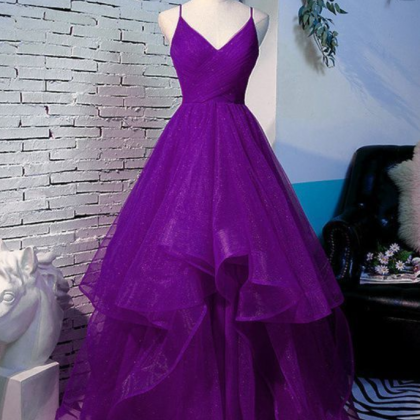 Prom Dresses A Linie Spaghettiträger Lang Tulle..