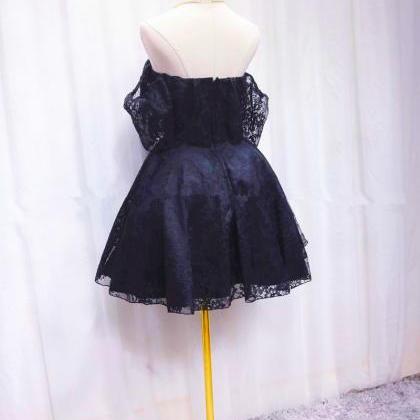 Lace Off Shoulder Short Party Dress, Homecoming..